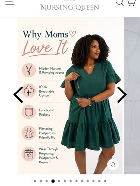 Nursing Queen Forest Green Tiered Nursing Dress